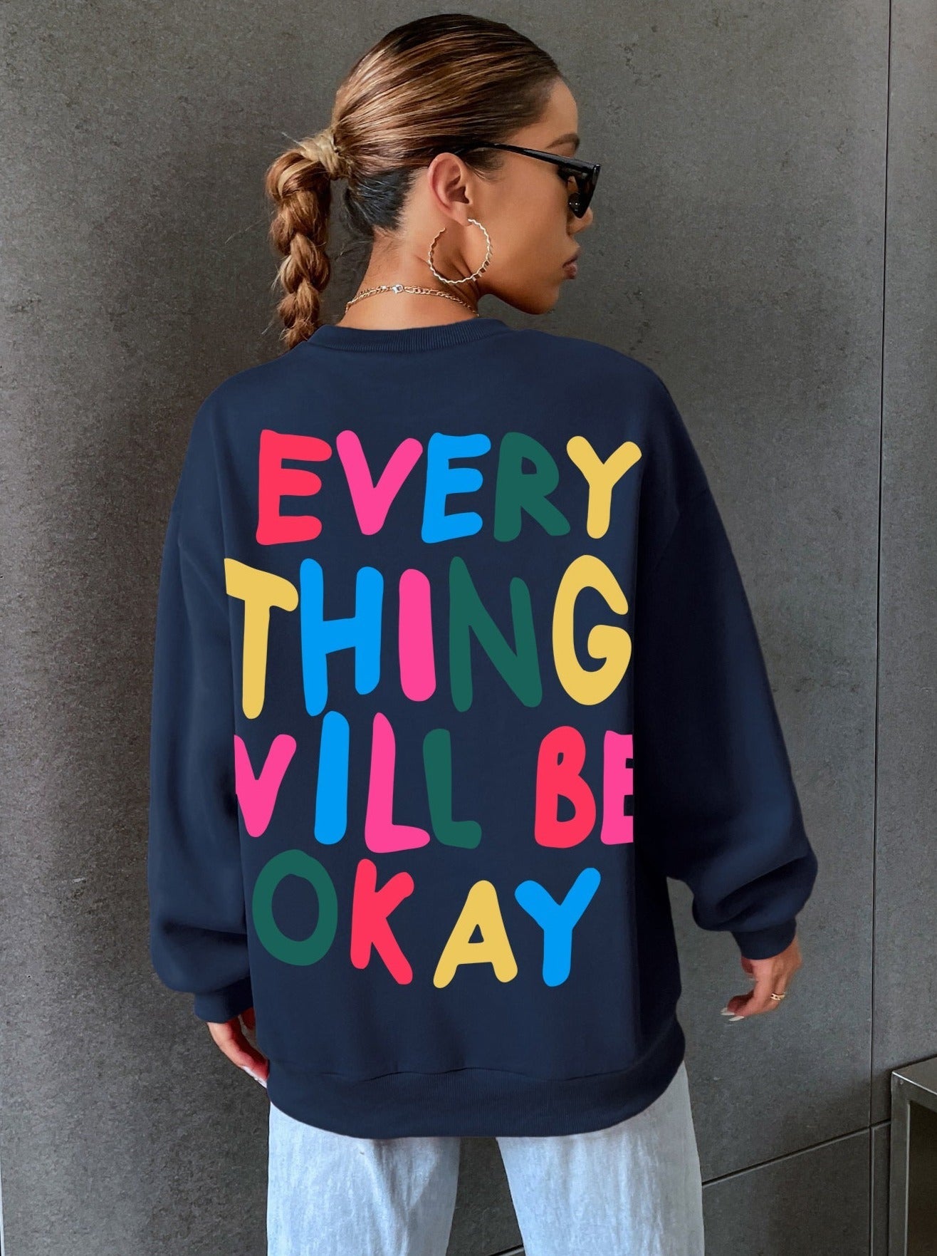 Casual Streetwear Letter Printed Pullover Sweatshirt