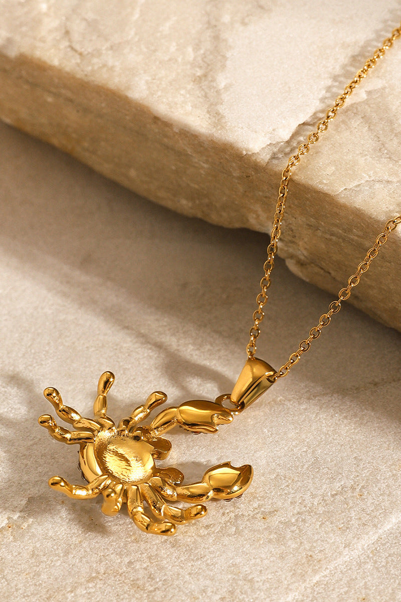 Gold Crab Pendant Necklace