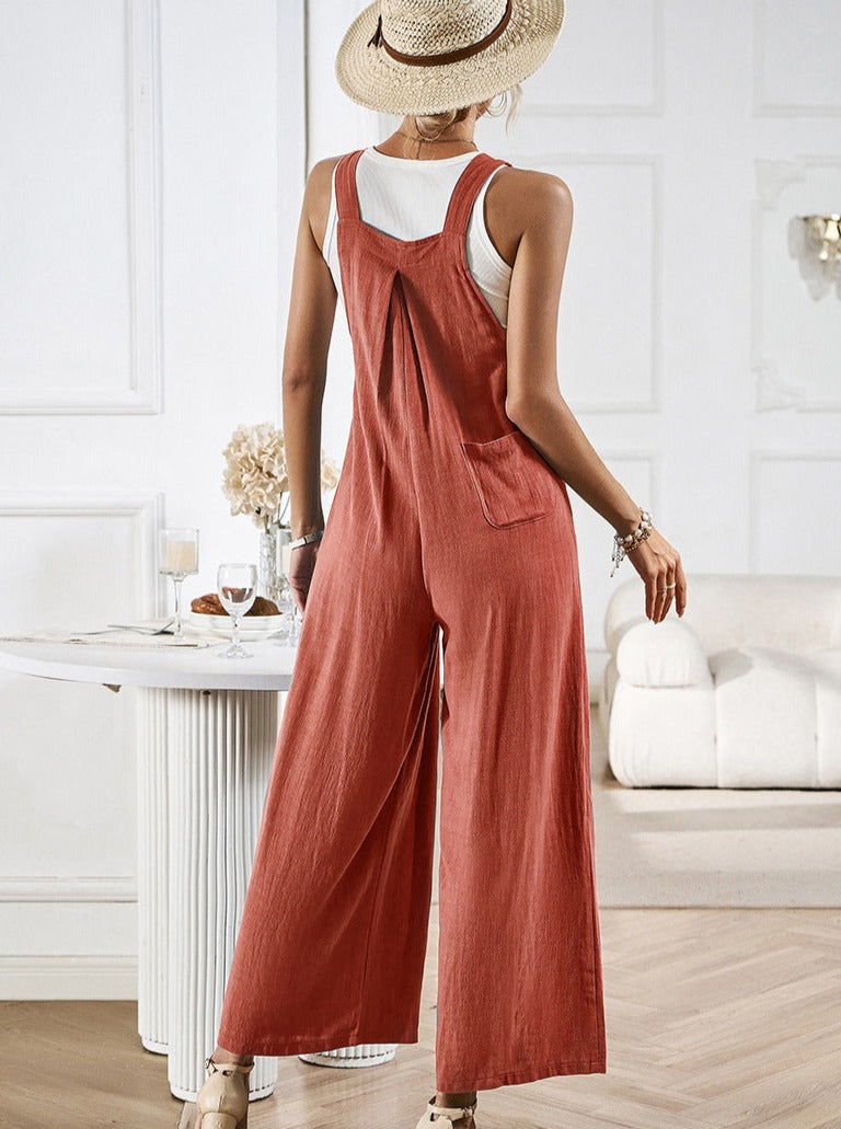 Sleeveless Loose Overalls Wide Leg Jumpsuit