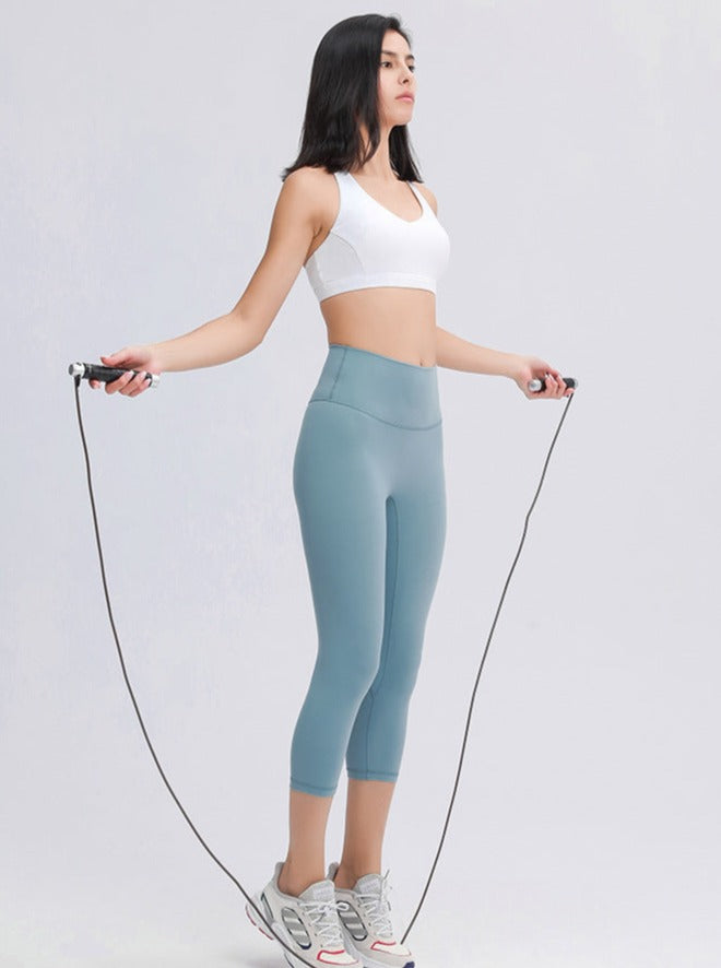 Powder Blue Stretchable High Waist Exercise Yoga Pants