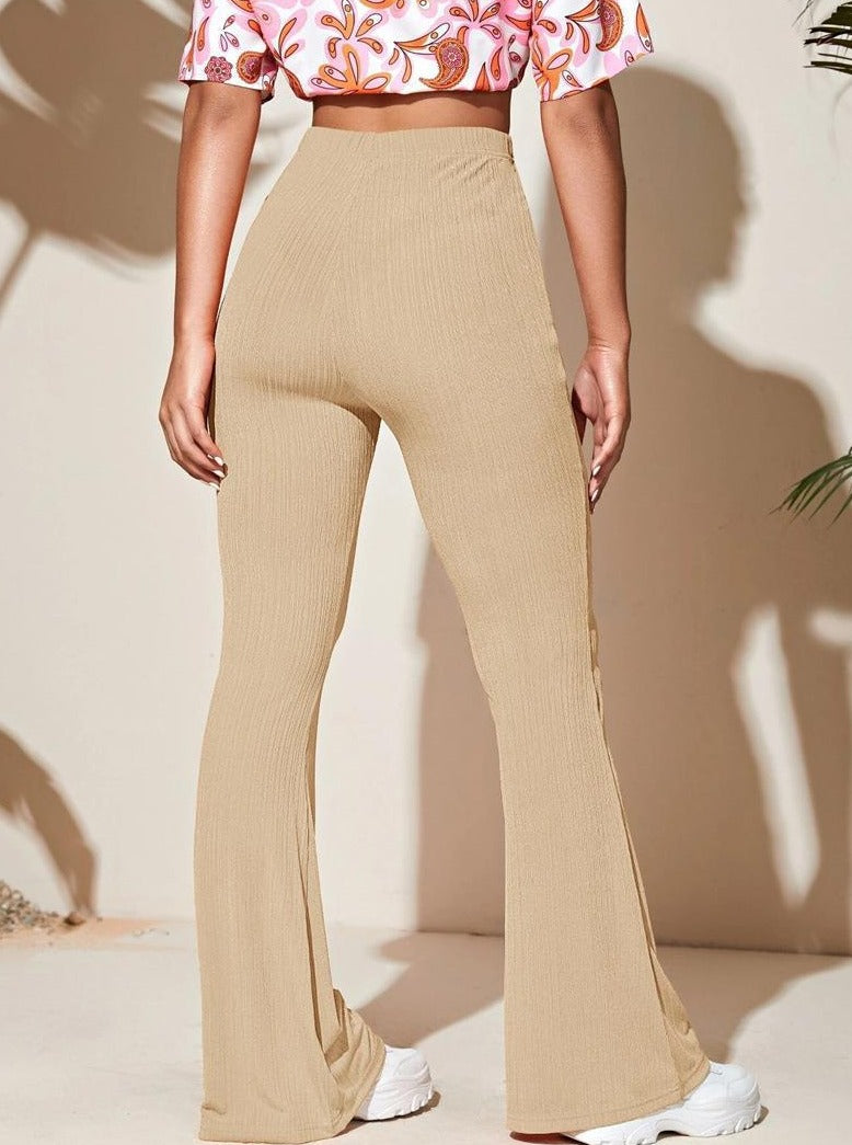 Khaki Flare Leg Stretchable Pants