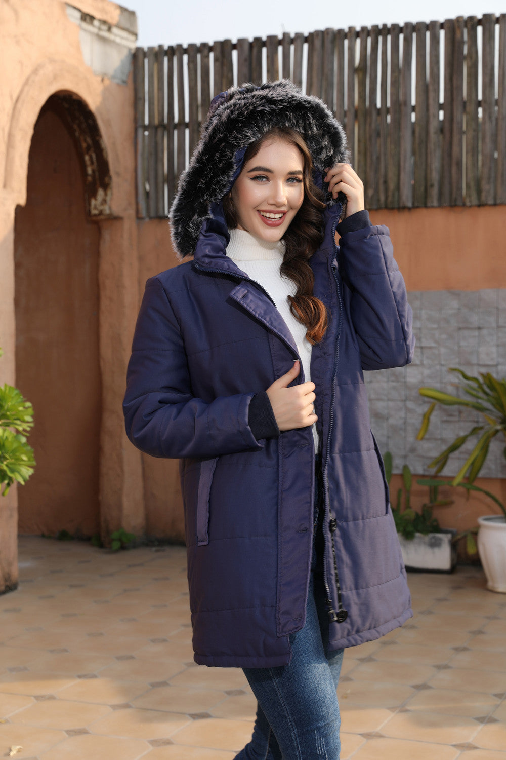 Faux Fur Hood Winter Parka