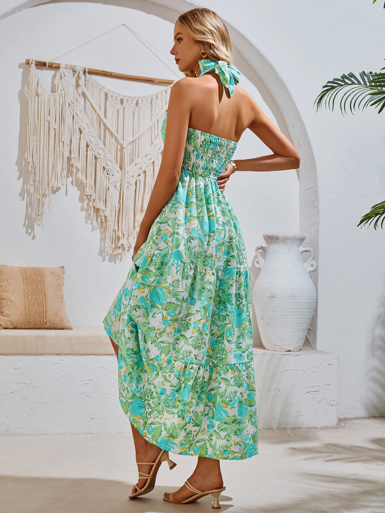 Summer Halter Neck Floral Printed Maxi Dress