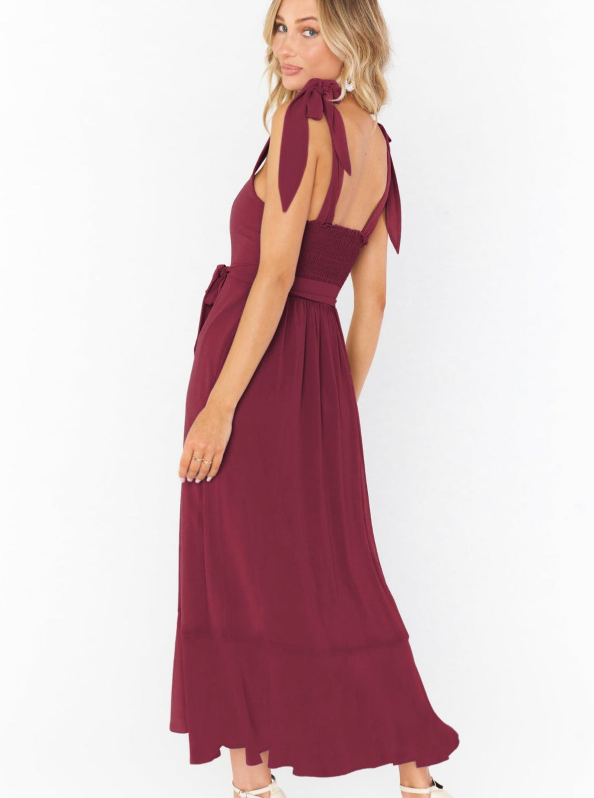 Elegant Solid Color Square Neck Midi Dress