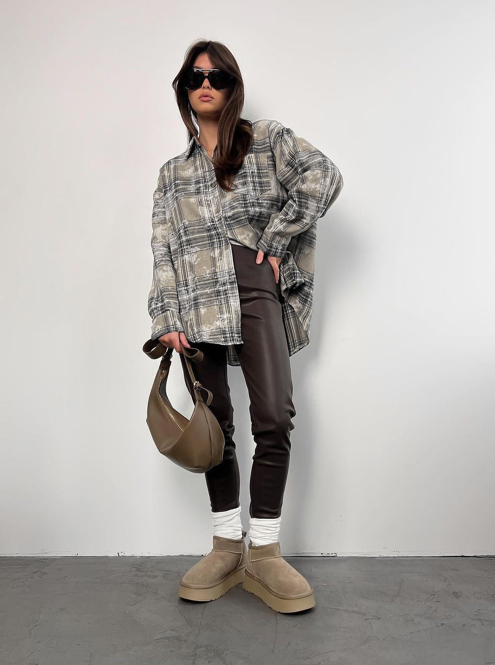 Retro Loose Plaid Long Sleeve Shirt