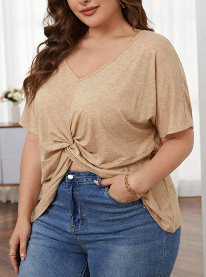 Loose Casual V-Neck Hem Top