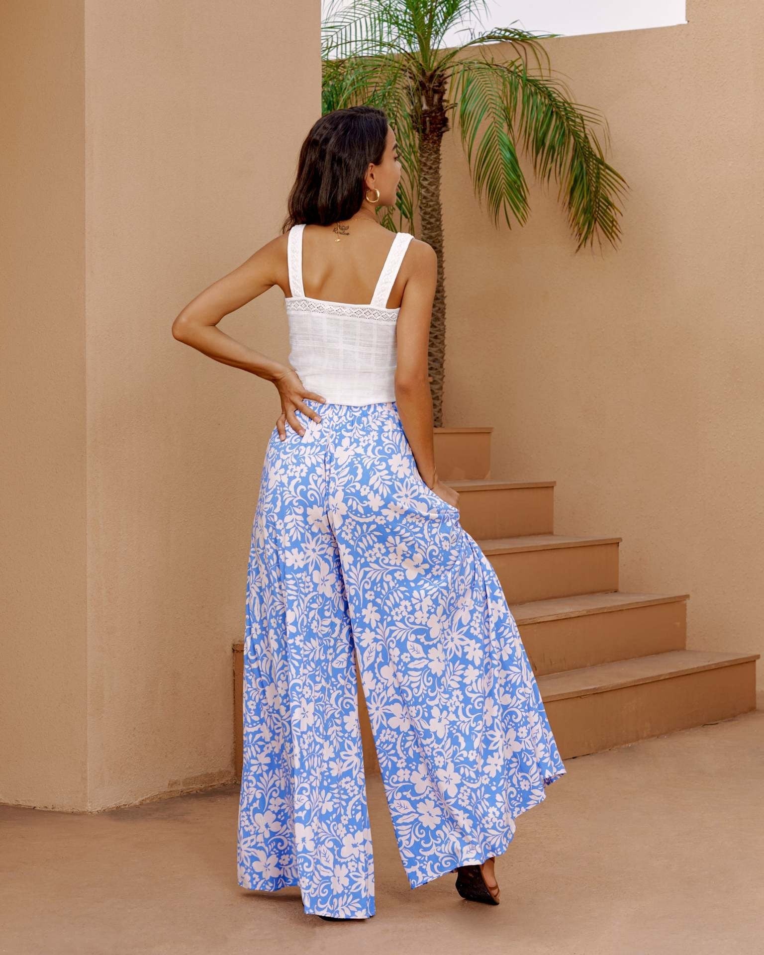 Casual Loose Printed Wide Leg Pants