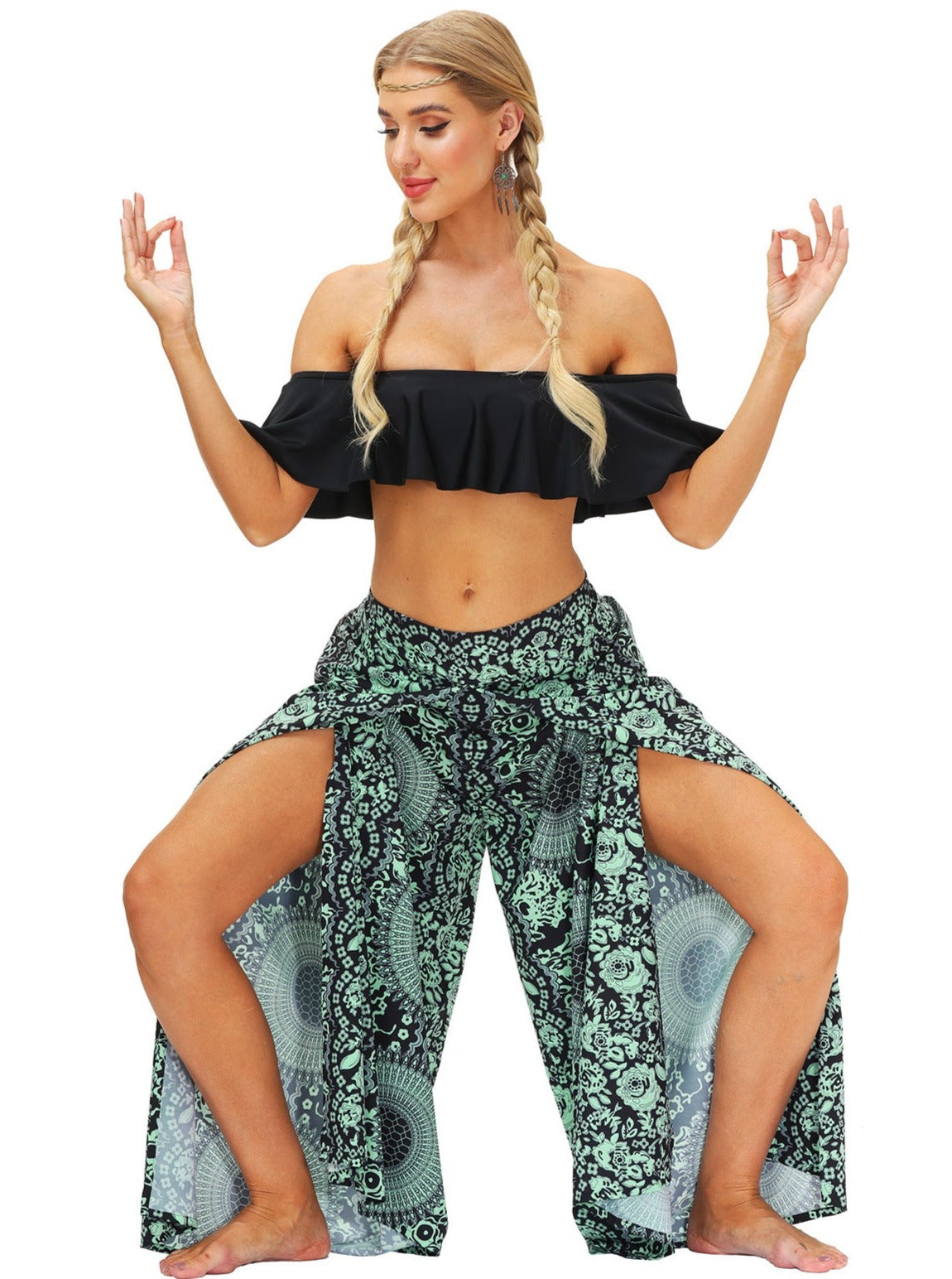 Wide-Leg Digital Printed Loose Pants