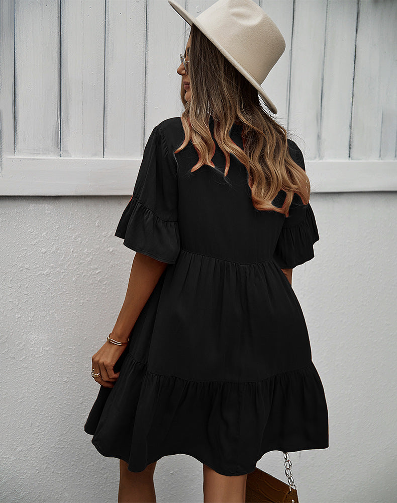 Black Layered A-Line Dress