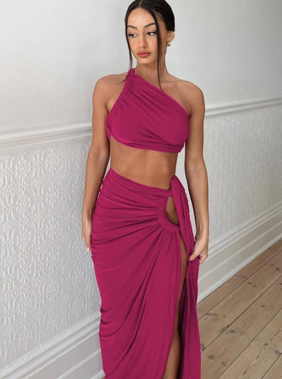 Sexy One Shoulder Top and Skirt Set