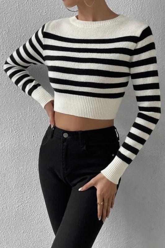 Long Sleeve Stripe Knitted Sweater