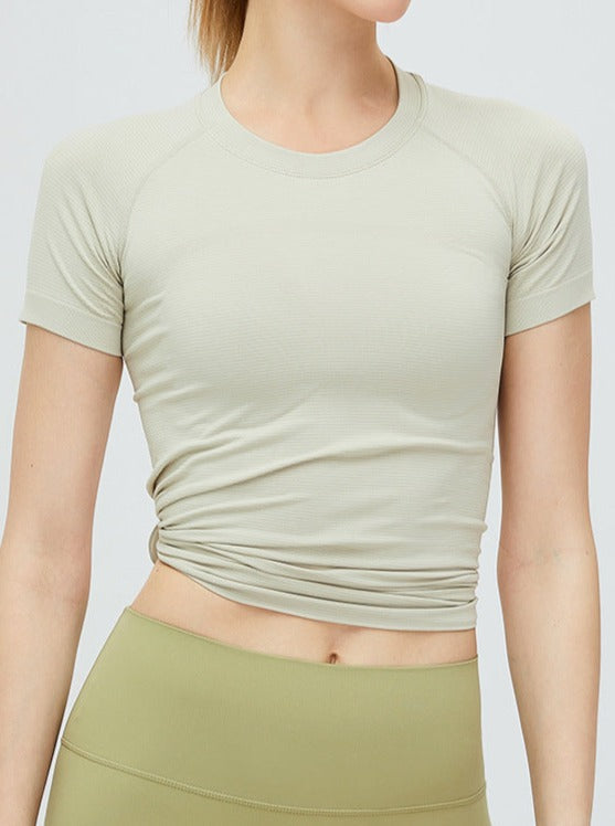 Green Seamless Soft Workout Tops T-shirt