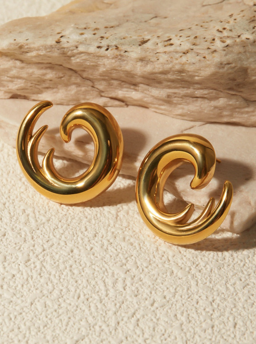 18K Gold Plated Wave Earrings