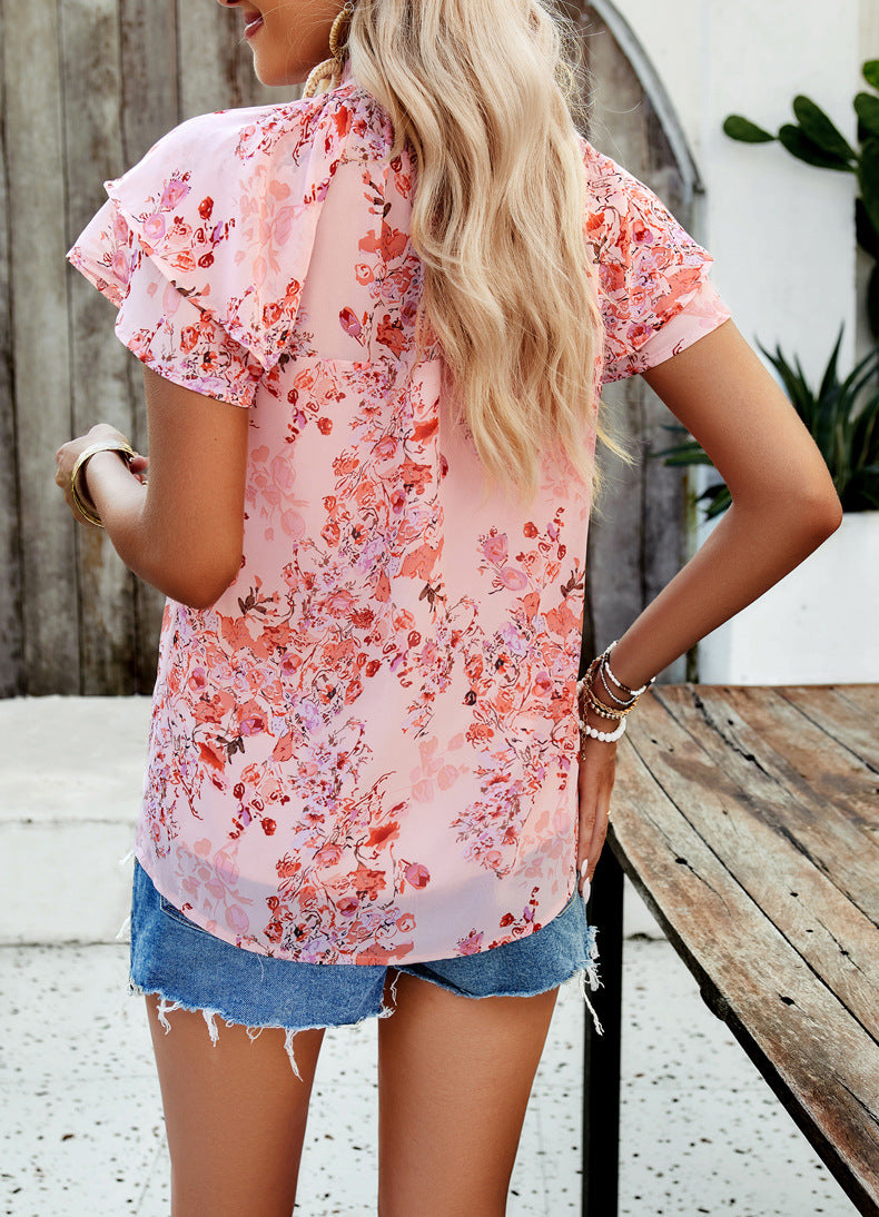 Pink Casual Abstract Printed Blouse