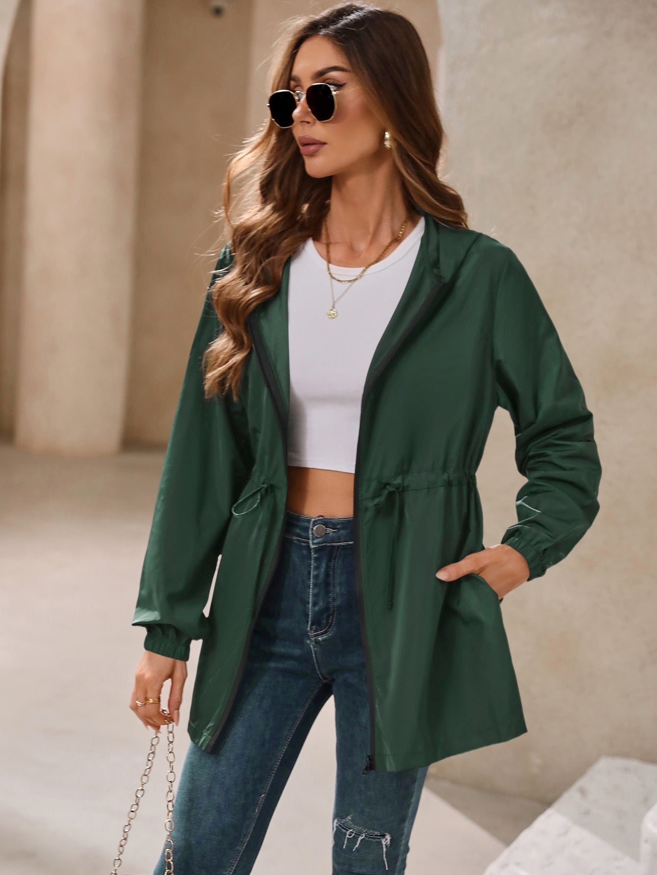 Trendy Sleek Hooded Raincoat