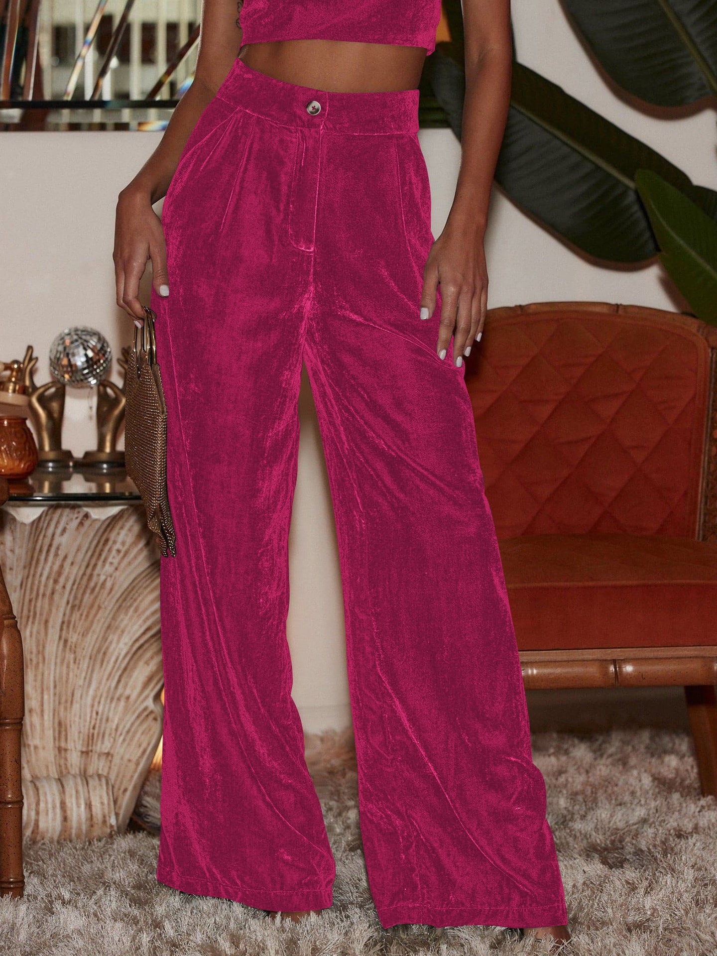 Luxurious High-Waisted Velvet Pants