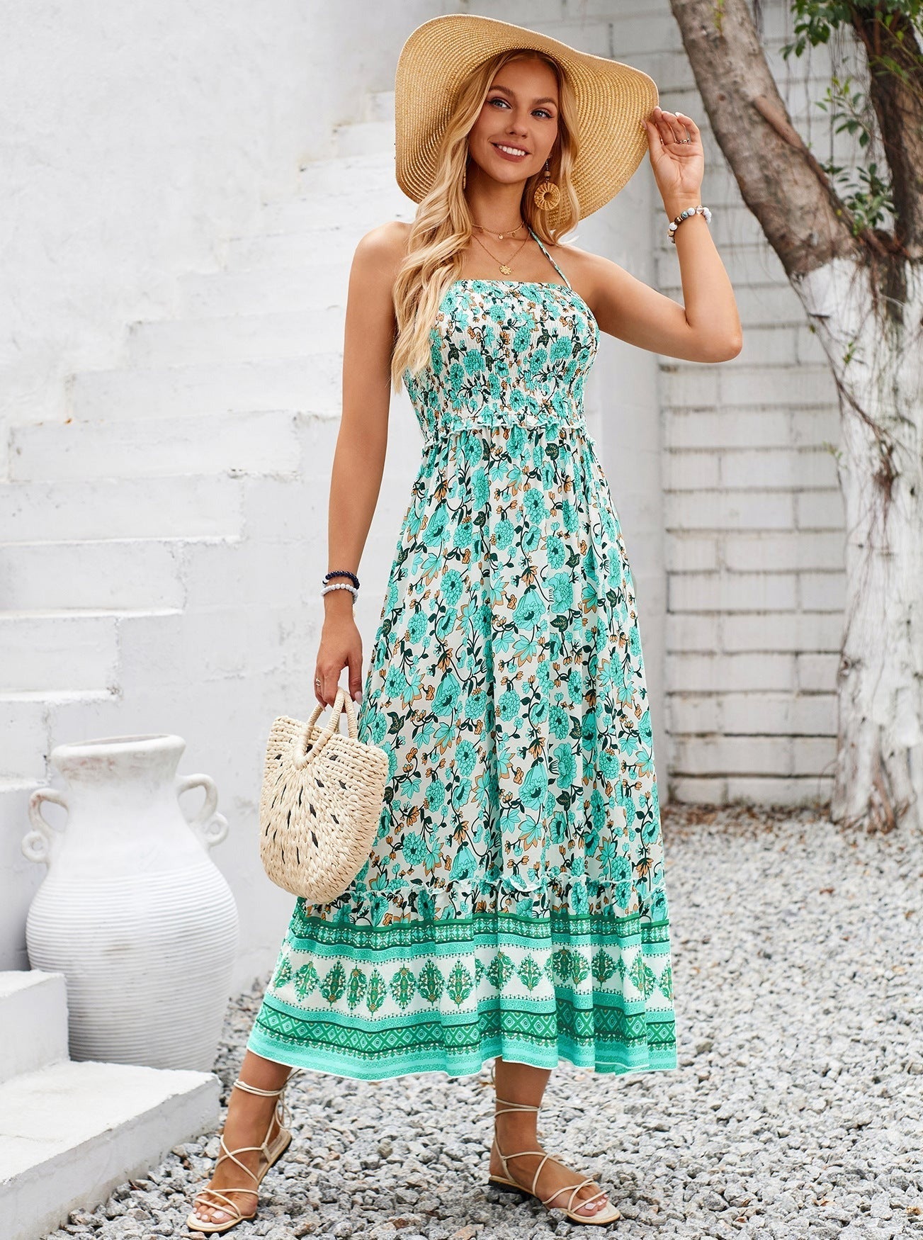 Floral Bohemian Printed Sexy Sleeveless Dress