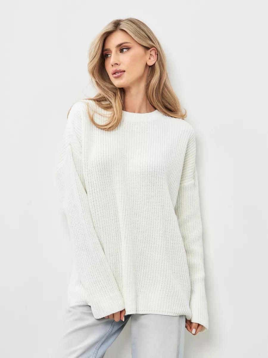 Pullover Damen Oversize - Strickpullover mit Rundhalsausschnitt