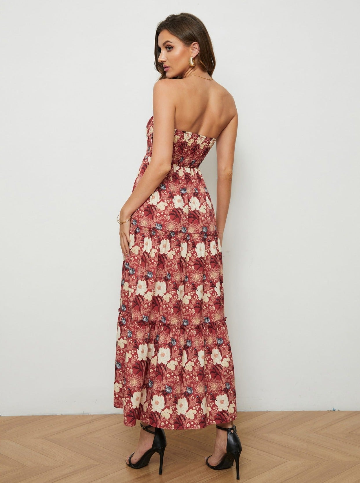 Floral Strapless Low-Back Dress