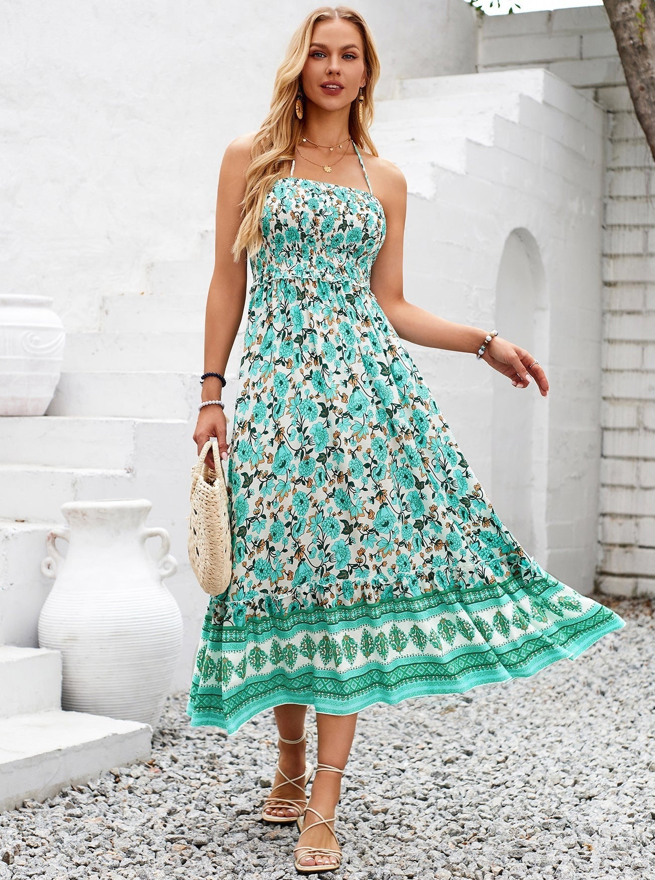 Floral Bohemian Printed Sexy Sleeveless Dress