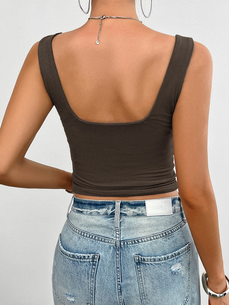 Brown Sexy Slim Twist Tank Top