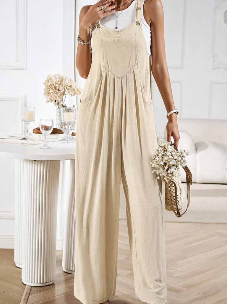 Sleeveless Loose Overalls Wide Leg Jumpsuit