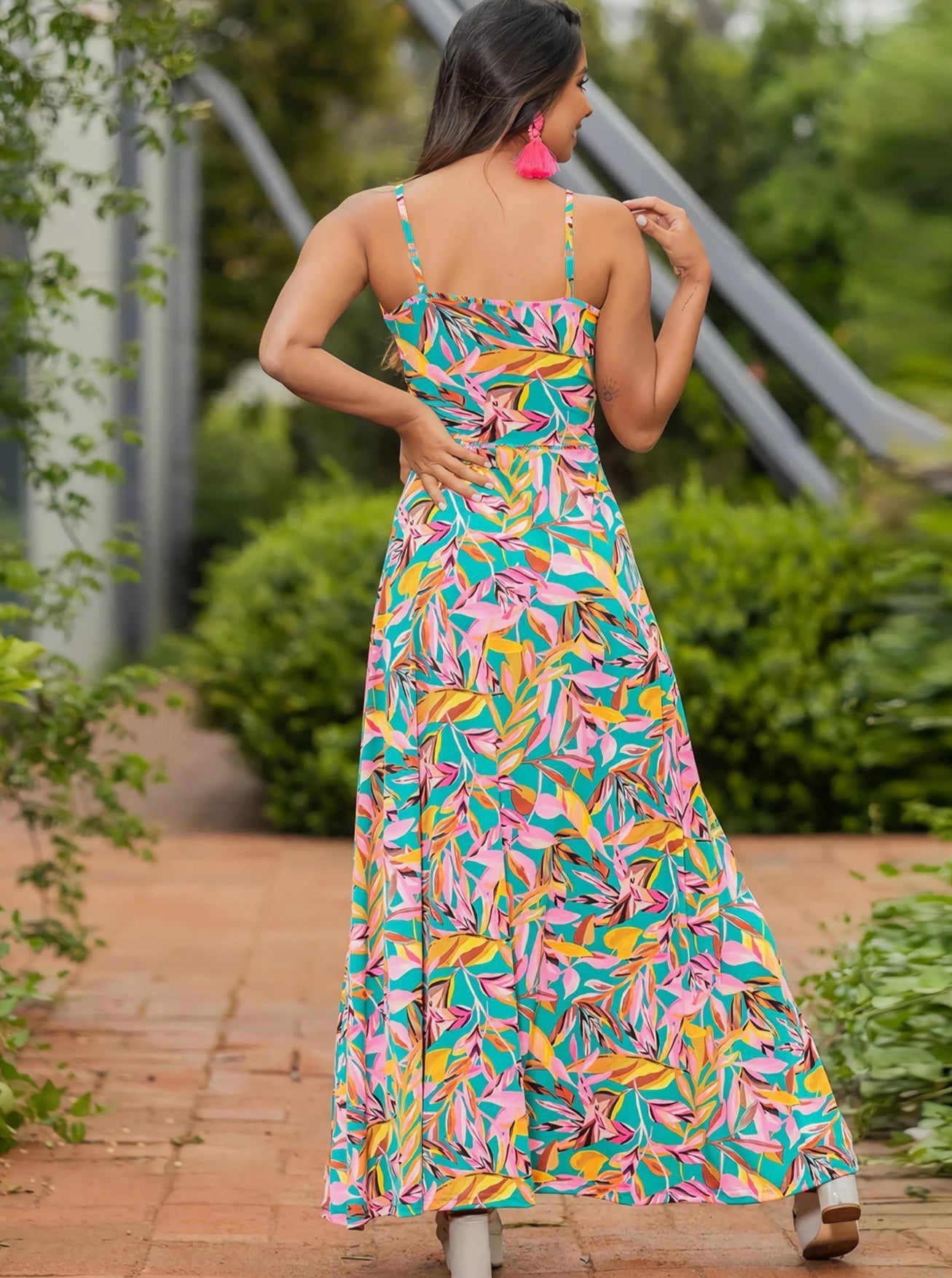 Elegant V-Neck Printed Twisted Chic Long A-Line Dress