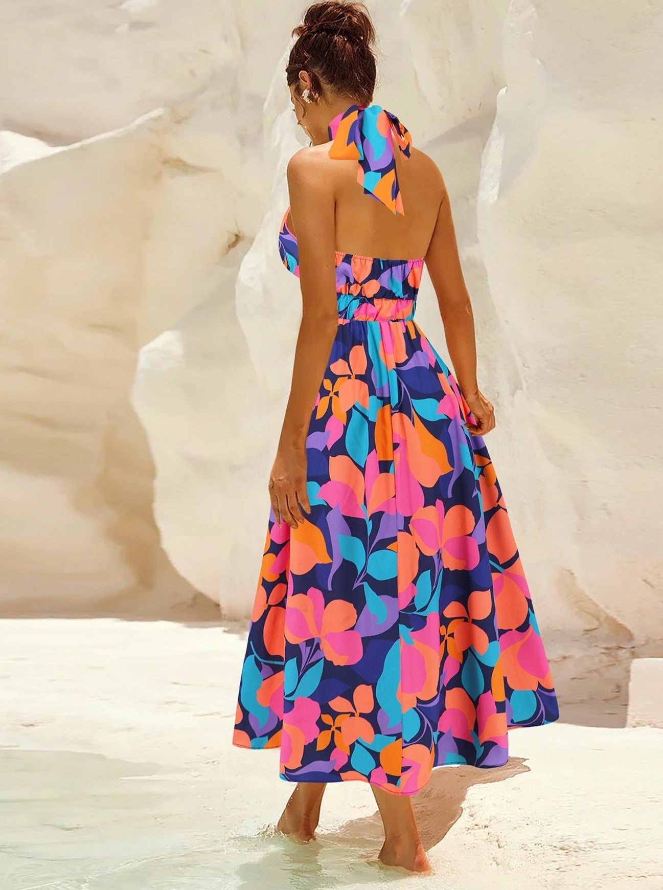 Tropical Print Sleeveless Elegant Sundress