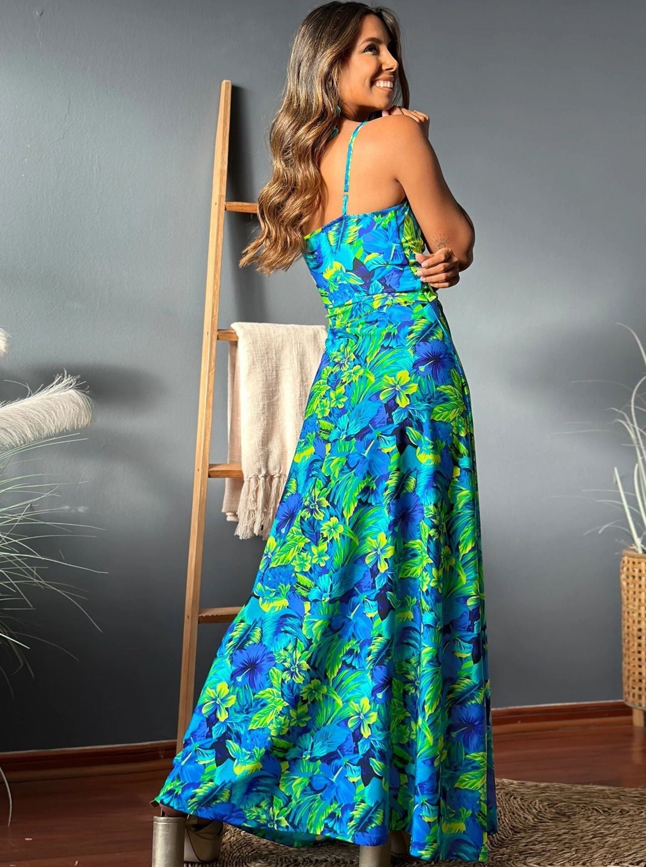 Elegant V-Neck Printed Twisted Chic Long A-Line Dress