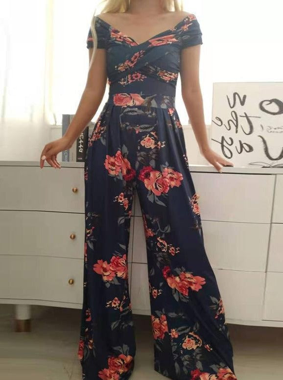 Casual Printed Wide Leg Jumpsuit