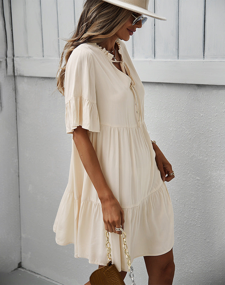 Apricot Layered A-Line Dress