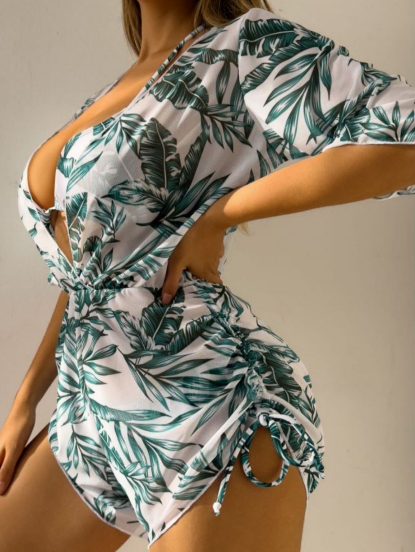 Tropical Printed Three Piece Sexy Bikini