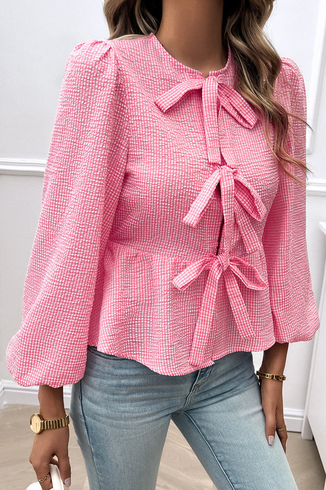 Elegant Bow Ties Accent Blouse