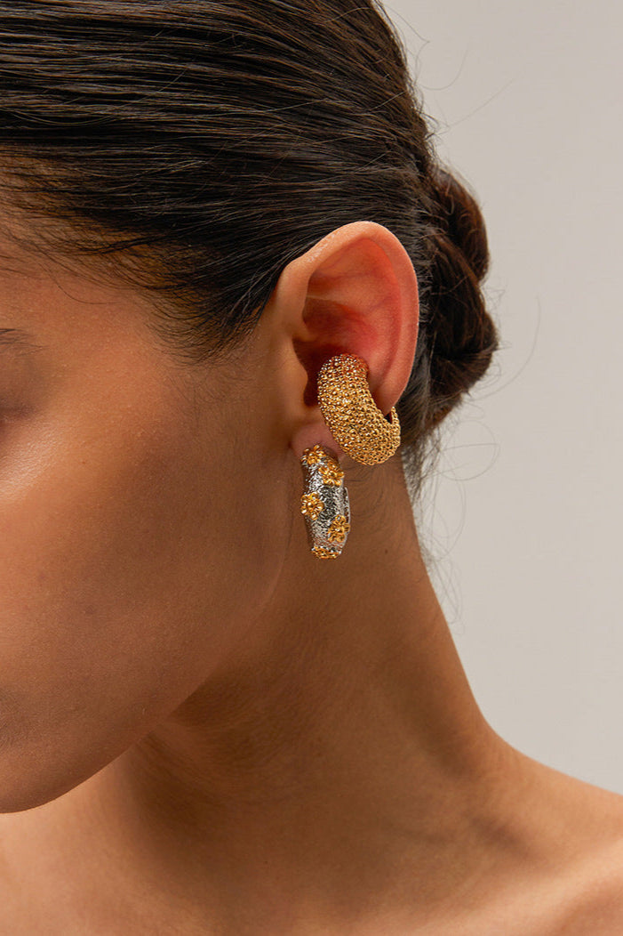 Elegant Floral Embossed Hoop Earrings