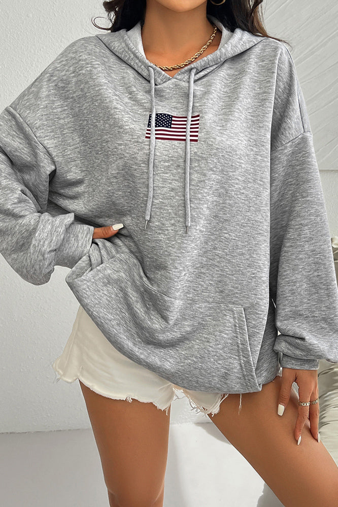 Damen Hoodie mit USA Flaggenprint – Lässiger Alltagskomfort