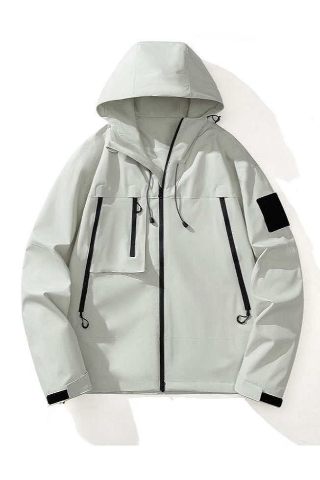 Wasserdichte Funktionsjacke für Herren und Damen, Outdoor-Jacke mit winddichter Kapuze