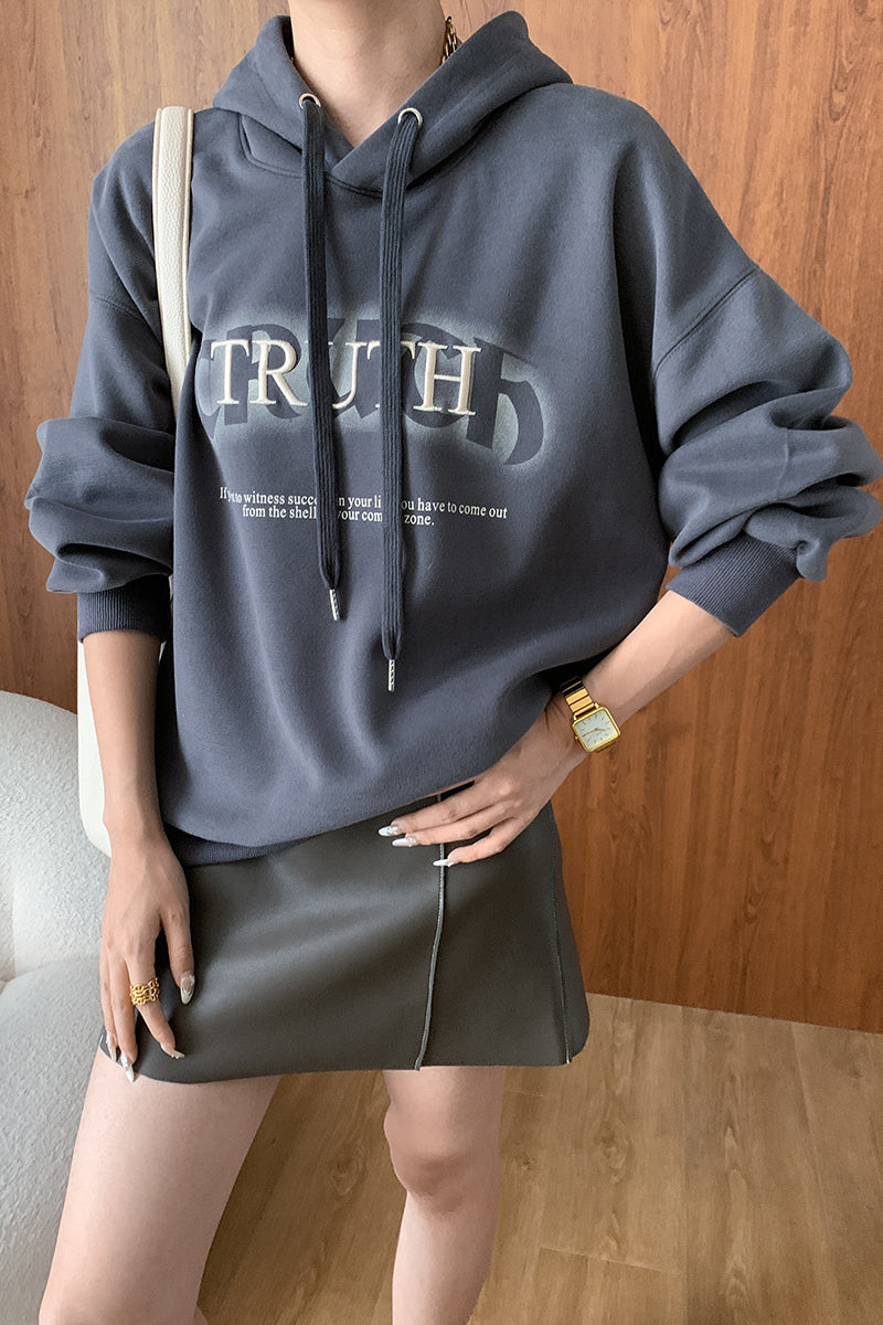 Damen-Kapuzenpullover mit Aufdruck Lässiger Hoodie in Übergröße 